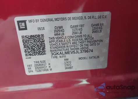 2018 GMC Terrain Sle из США, поврежденный, VIN 3GKALMEV5JL379674